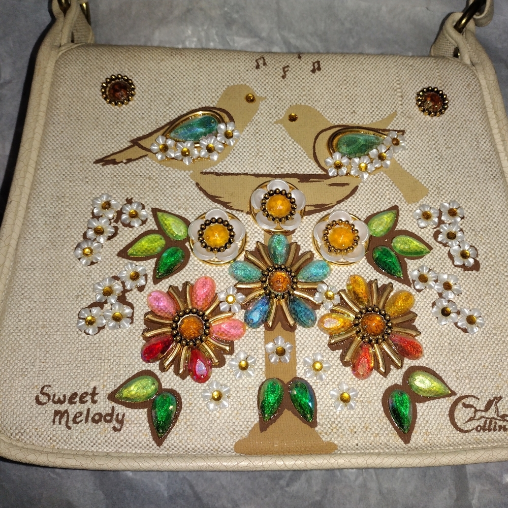 Collins of Texas "Sweet Melody"; Enid Collins linen shoulder bag - Picture 1 of 8